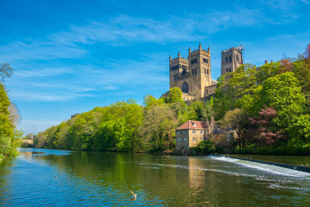 Durham Cathedral and River Wear in Spring in Durham, United Kingdom